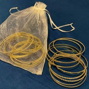 22 Assorted Gold Colored Alloy Bangle Bracelets